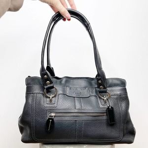 Coach Black Pebbled Leather Med Shoulder Bag